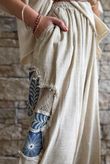 Lindin Linen Blend Crochet Flower Barrel Pant Washed Sandstone